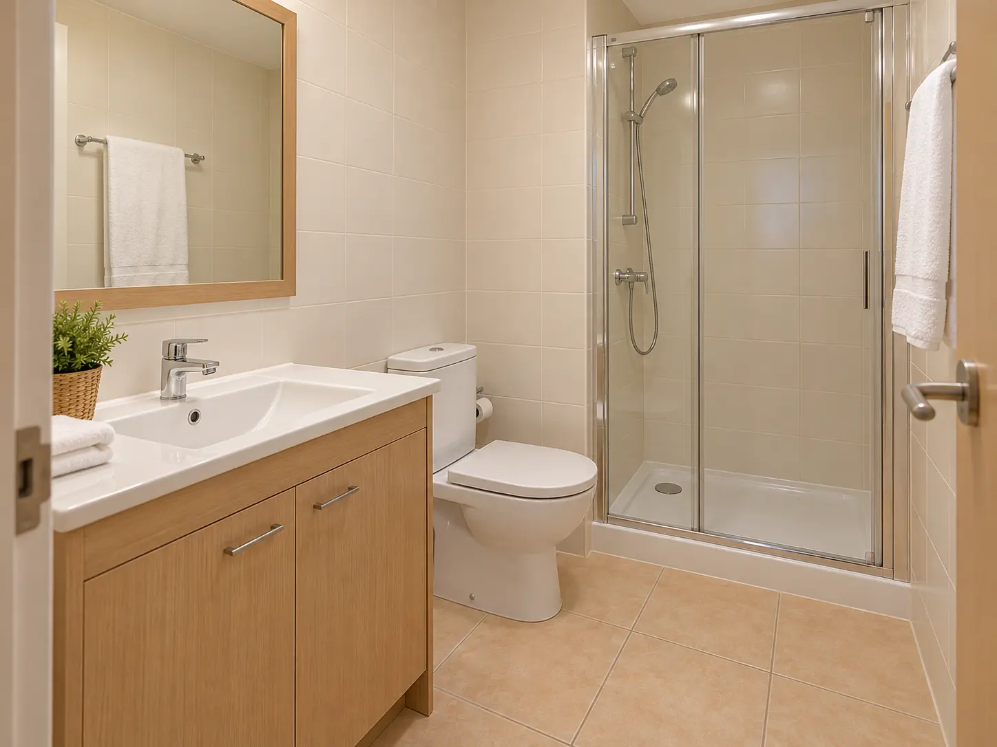 Type A bathroom with shower, illustrative image